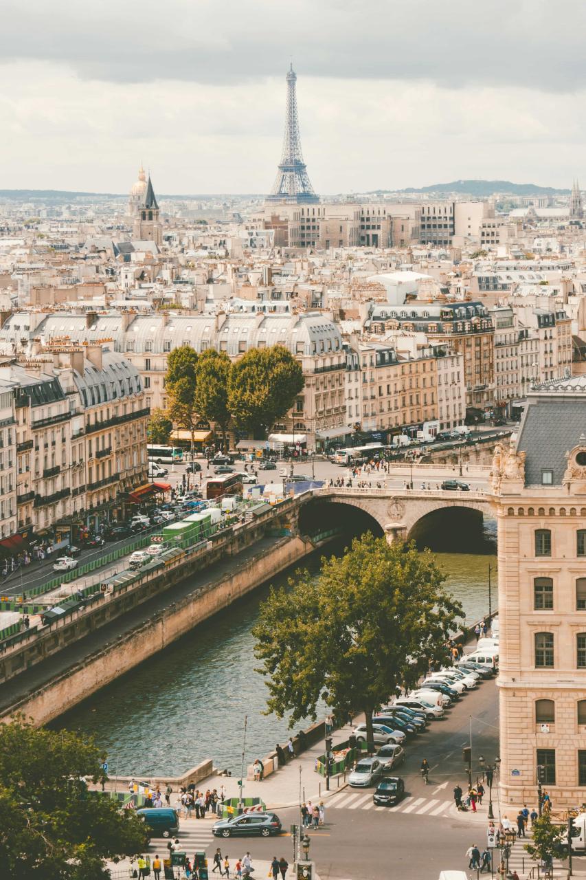 High view of Paris a high view of the city of paris with the Eiffel tower in the background